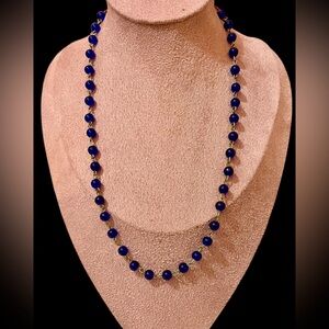 Cobalt Blue Glass Beaded Necklace
